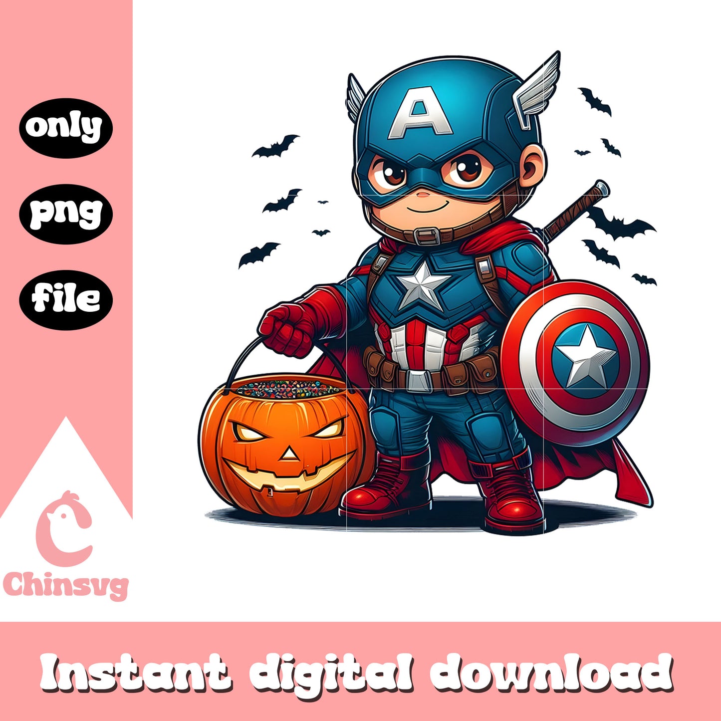 Halloween cute captain america cartoon png, avengers captain character png
