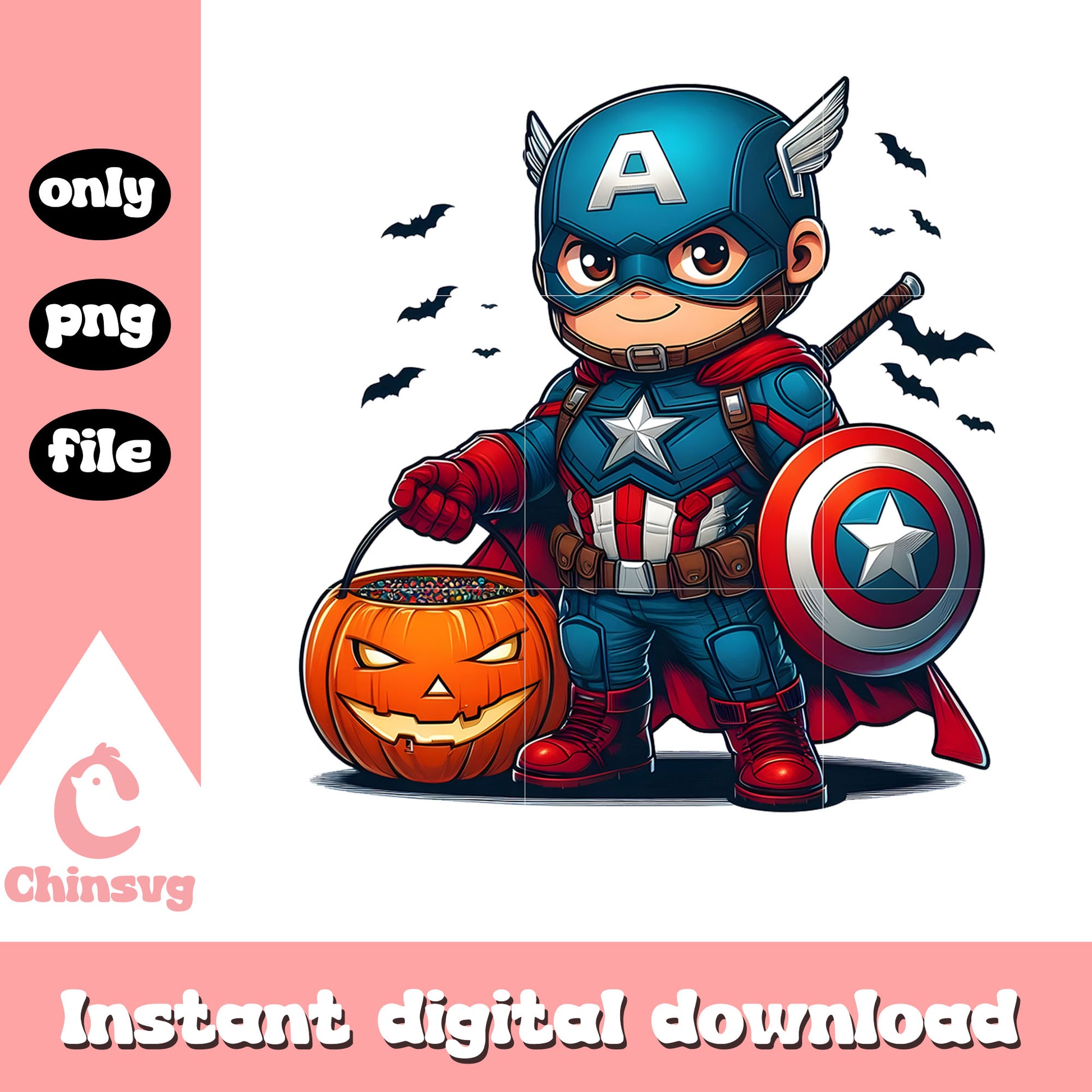 Halloween cute captain america cartoon png, avengers captain character png