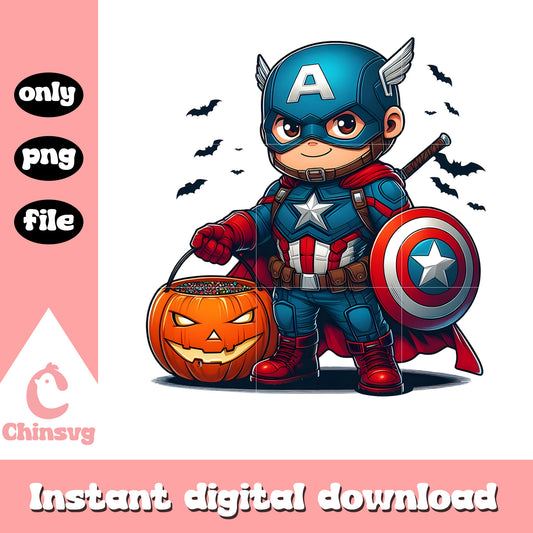 Halloween cute captain america cartoon png, avengers captain character png