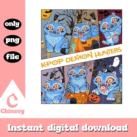 Halloween derpy tiger design png, halloween pumpkin png