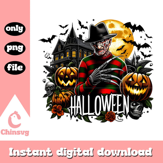 Halloween freddy krueger design png, horror halloween png