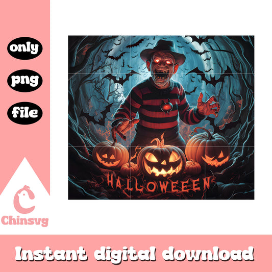 Halloween freddy krueger drawing design tumbler png, horror halloween png
