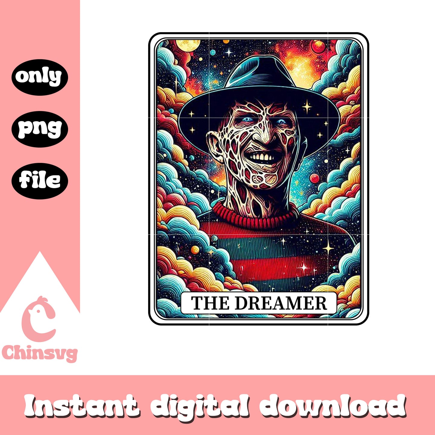 Halloween freddy krueger tarot card png, the killer png