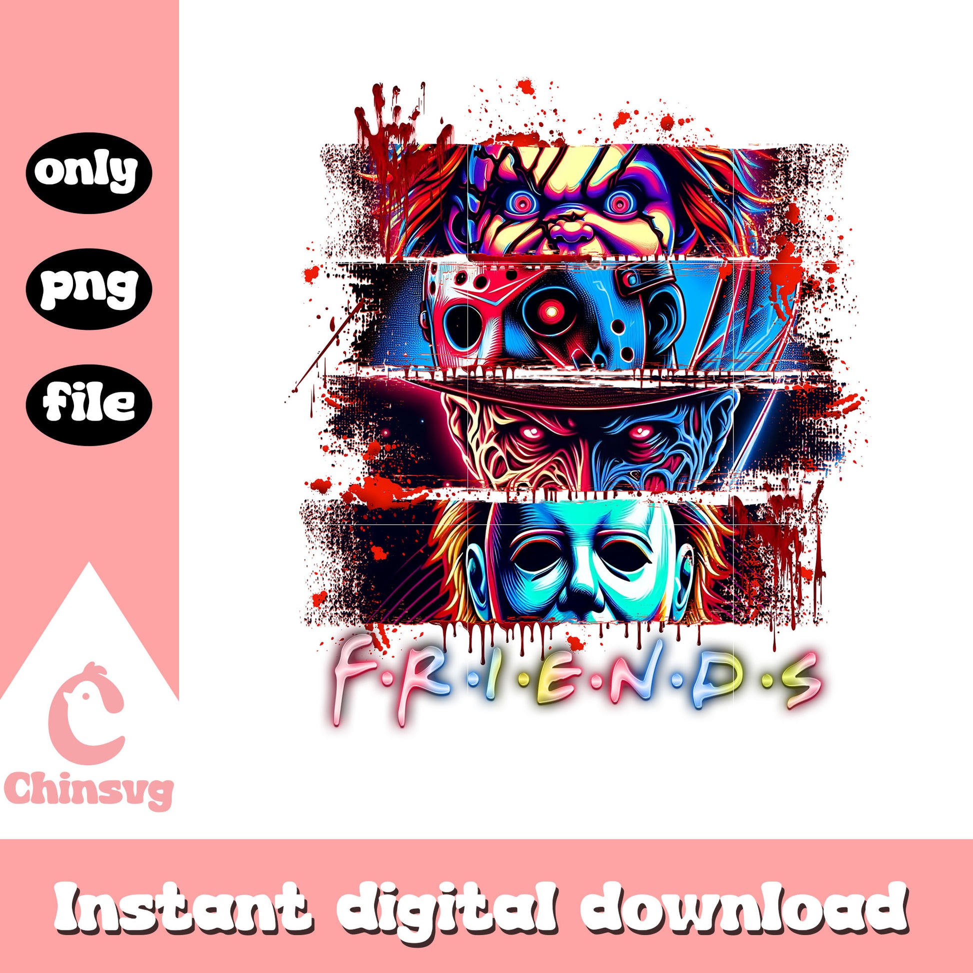 Halloween friends horror eyes collage picture png, happy halloween png