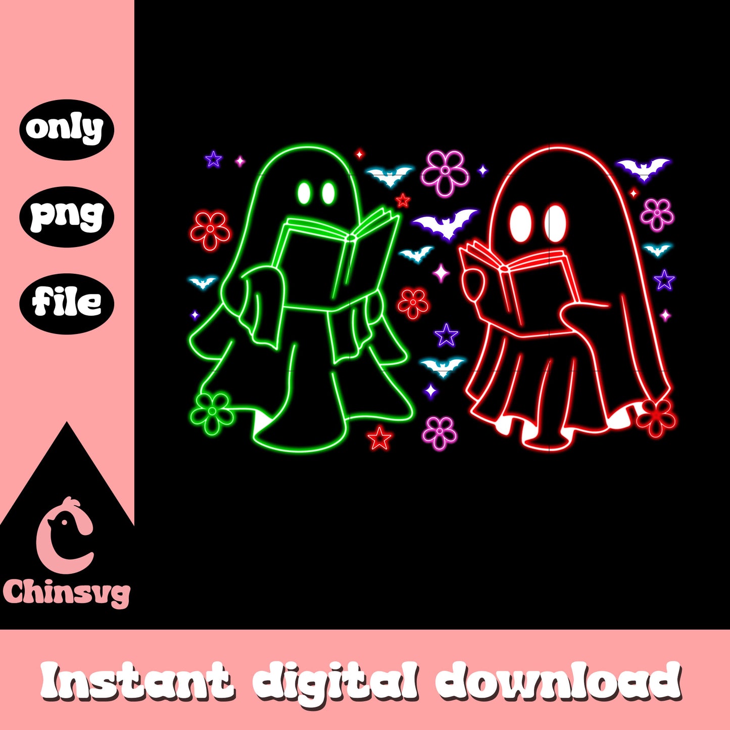 Halloween ghost hand book neon png, halloween decor png