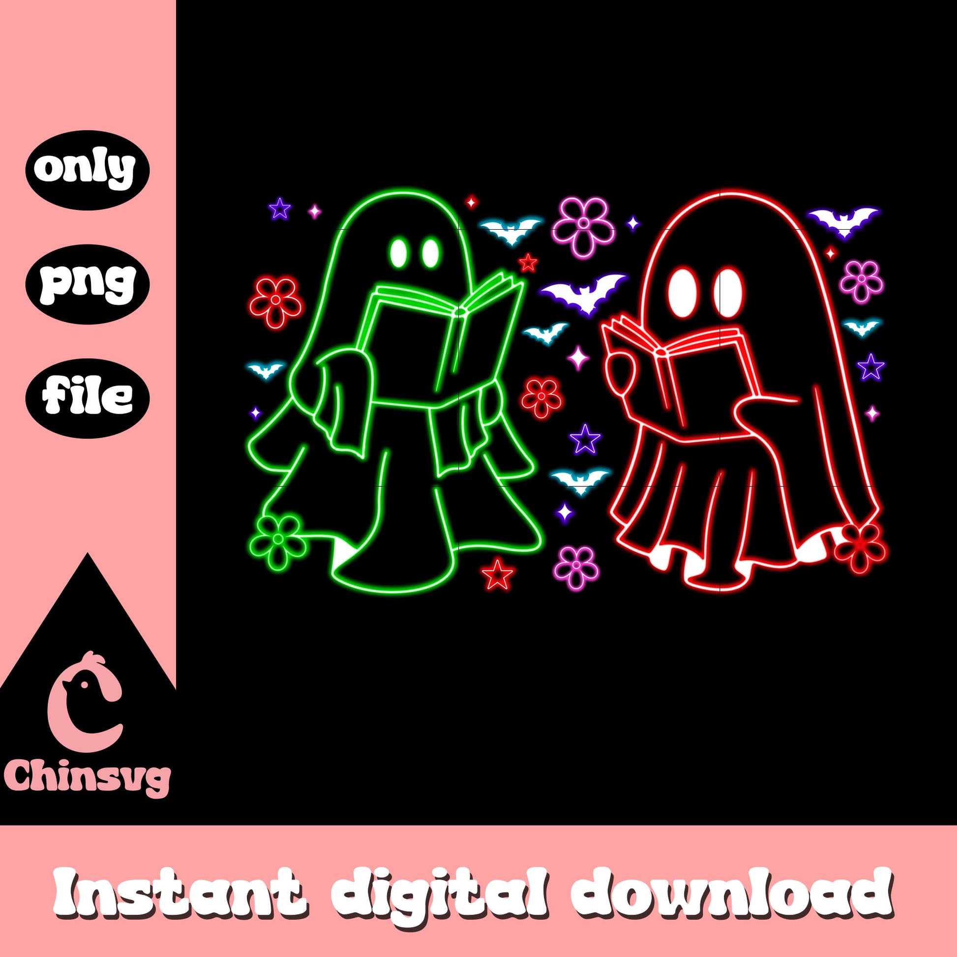 Halloween ghost hand book neon png, halloween decor png