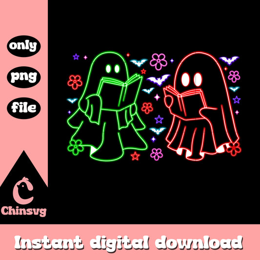 Halloween ghost hand book neon png, halloween decor png