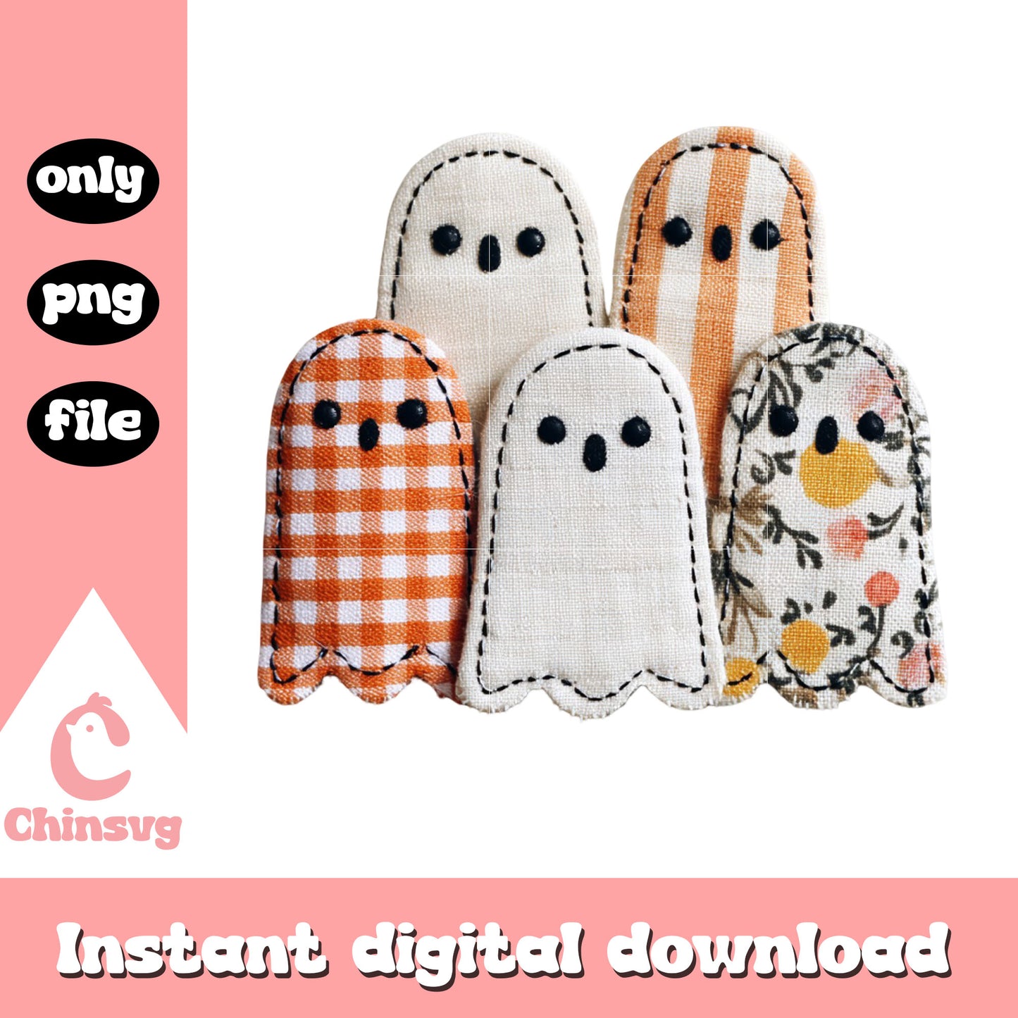 Halloween ghost handmade design png, halloween decor png