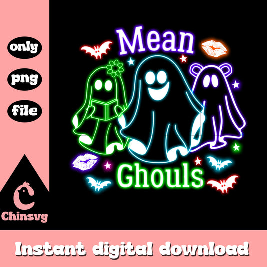 Halloween ghosts cute mean gouls quote neon png, halloween ghosts decorations png