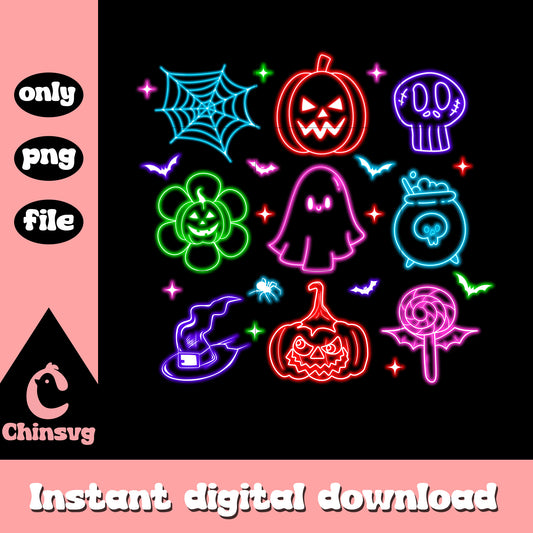 Halloween ghosts neon clipart png, ghosts of halloween png