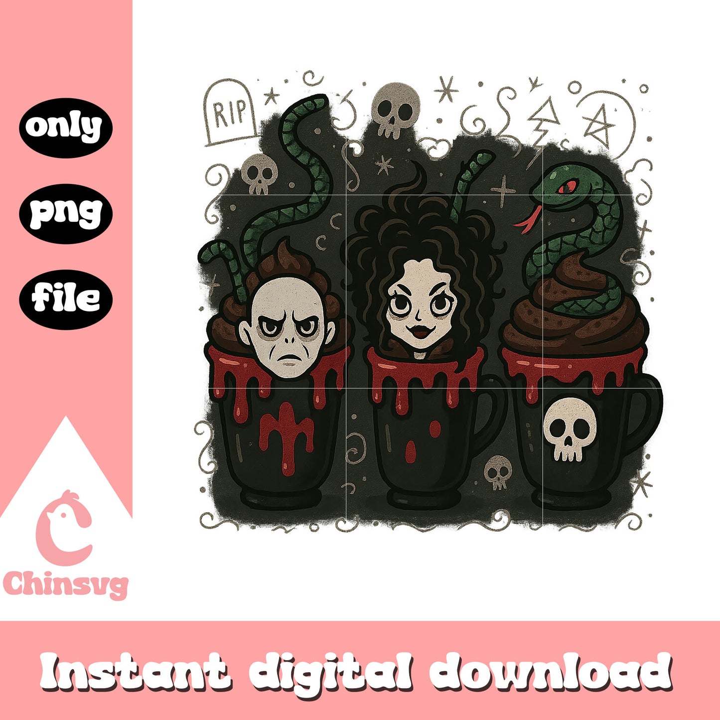 Halloween harry potter cups horror design png, harry potter png