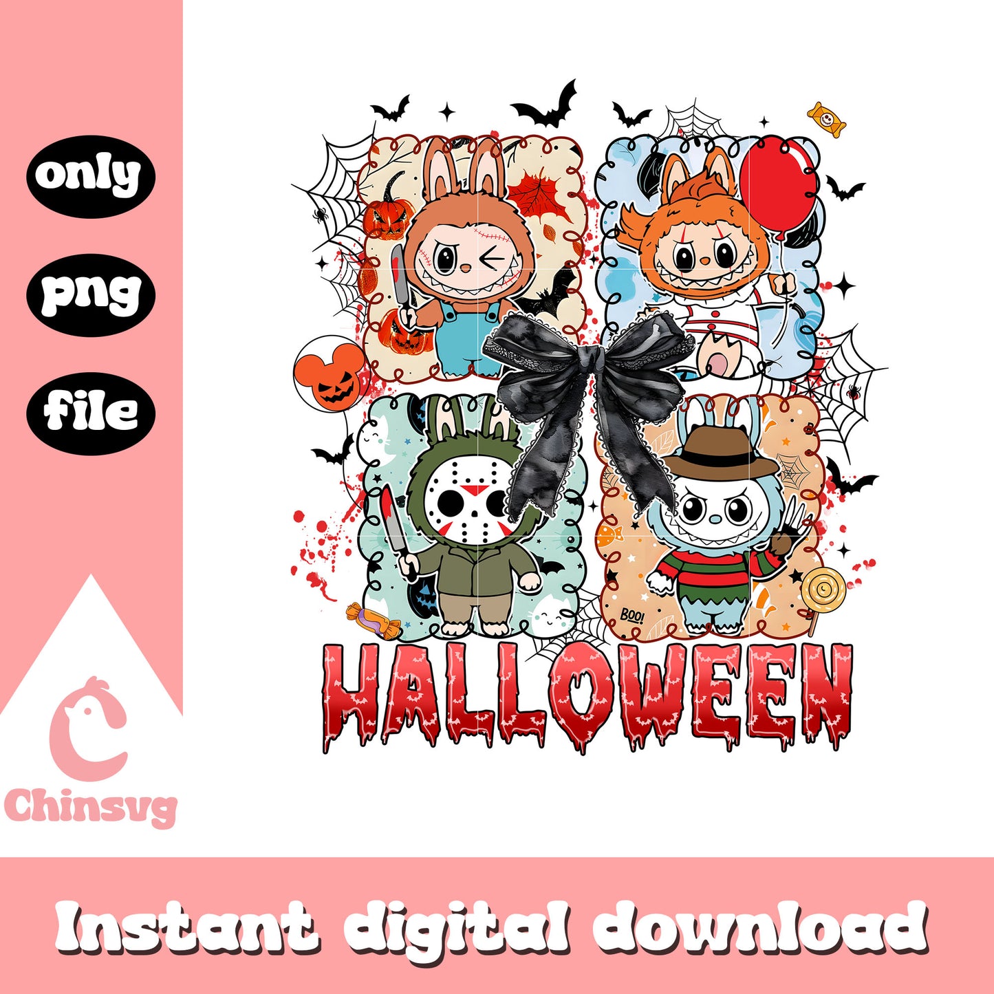 Halloween horror characters labubu coquette png, horror movies png