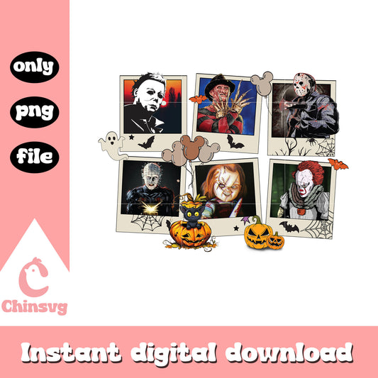 Halloween horror collage picture png, horror picture collage png