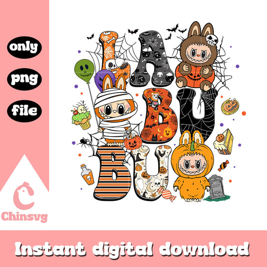 Halloween horror labubu decorations png, halloween labubu png