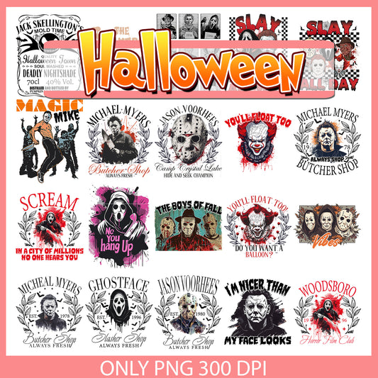 Halloween horror name design bundle png, halloween horror png