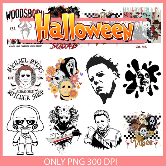 Halloween horror vibes design bundle png, halloween season​ png