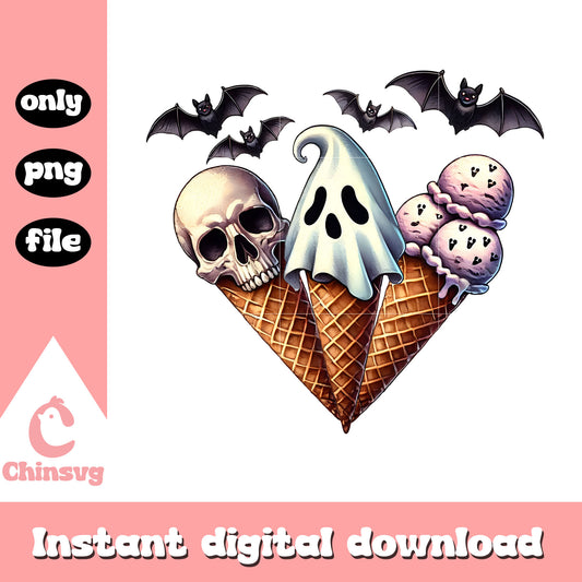 Halloween ice cream drawing design png, halloween art png