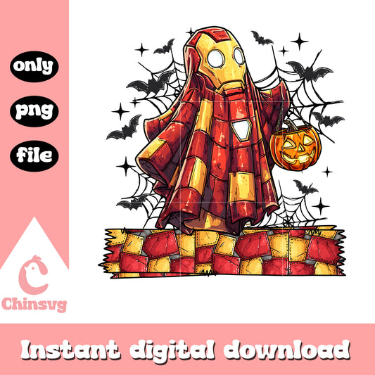 Halloween ironman hand pumpkin design png, iron man marvel png