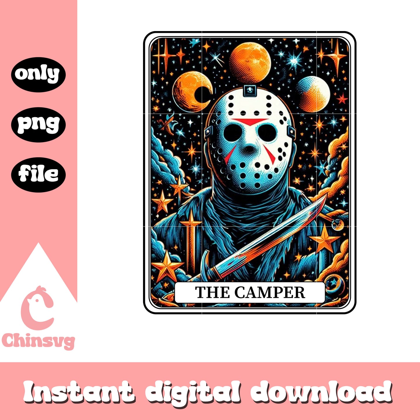 Halloween jason voorhees tarot card png, the killing png