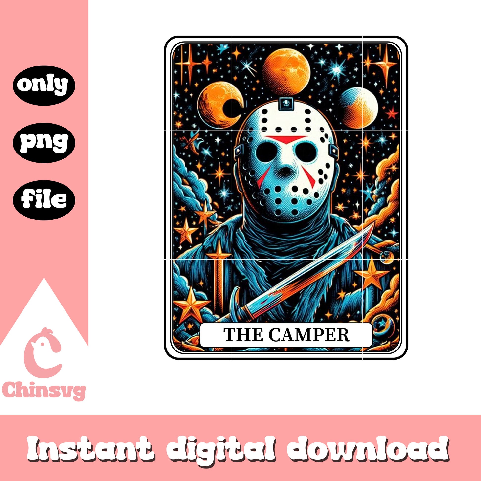 Halloween jason voorhees tarot card png, the killing png