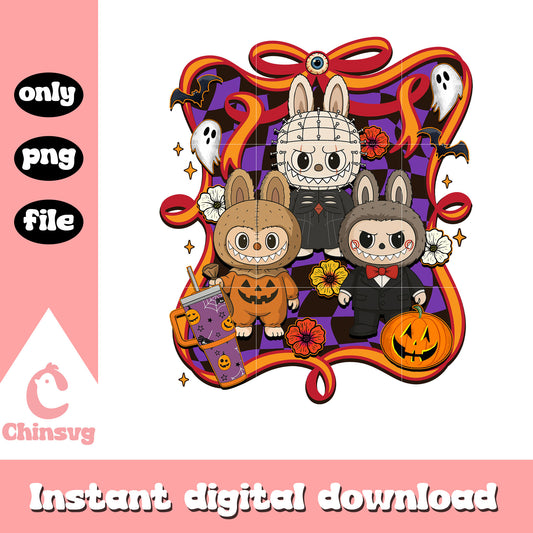 Halloween labubu doll bow png, halloween decor png, labubu art png