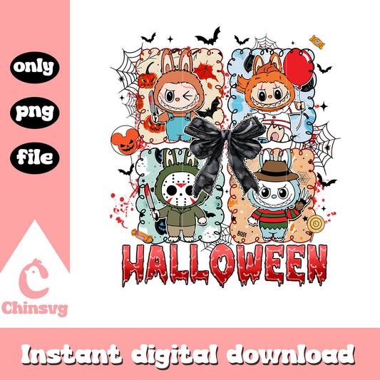 Halloween labubu horror killers design png, labubu dolls png