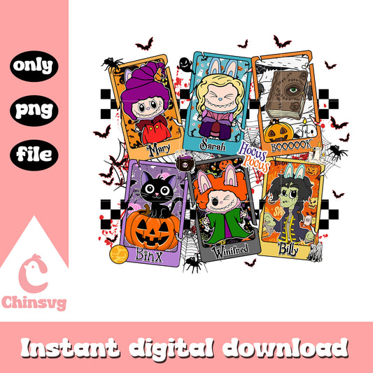Halloween labubu sanderson sisters card png, hocus pocus film png