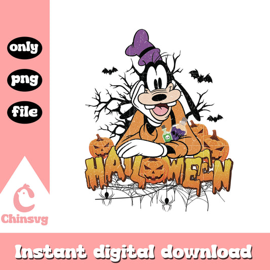 Halloween logo goofy disney art png, disney halloween clothes png