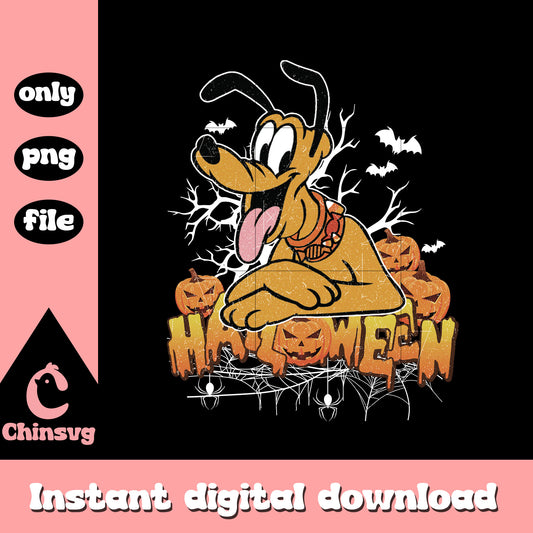 Halloween logo pluto disney design png, disney halloween movie png