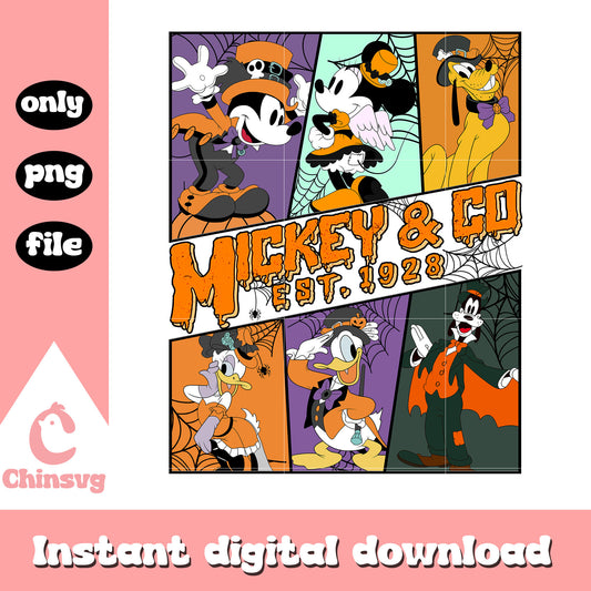 Halloween mickey and co png, haloween vibes png, halloween holiday png