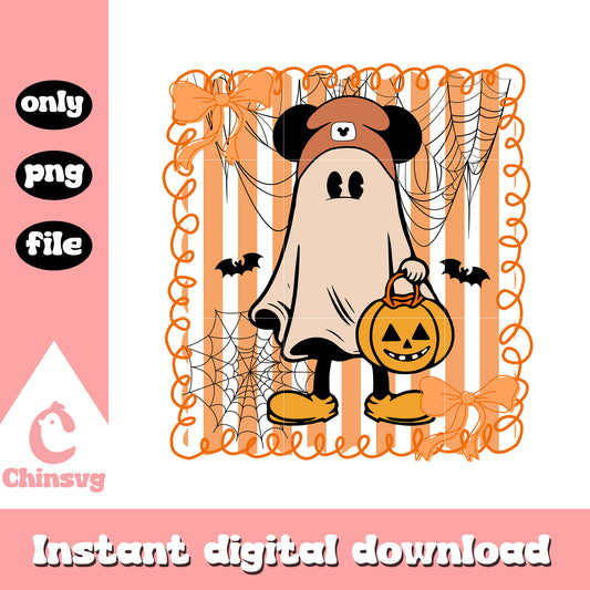 Halloween mickey hand pumpkin design png, mickey mouse png