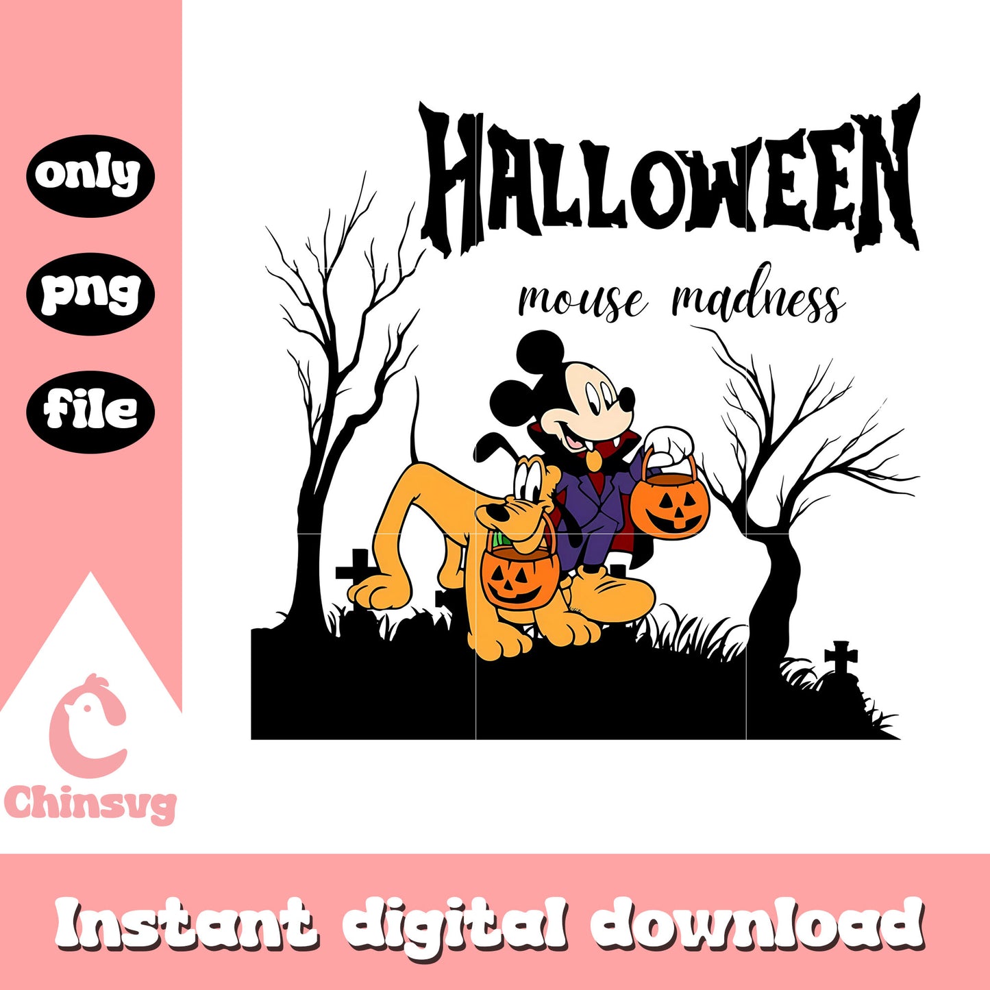Halloween mouse madness png, horror halloween costume png