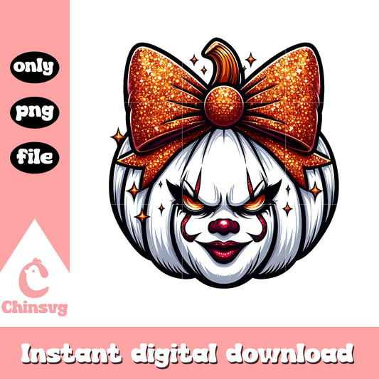 Halloween pennywise face pumpkin design png, halloween holiday png