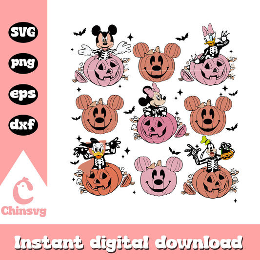 Halloween pumpkin and mickey characters svg, spirit of halloween svg