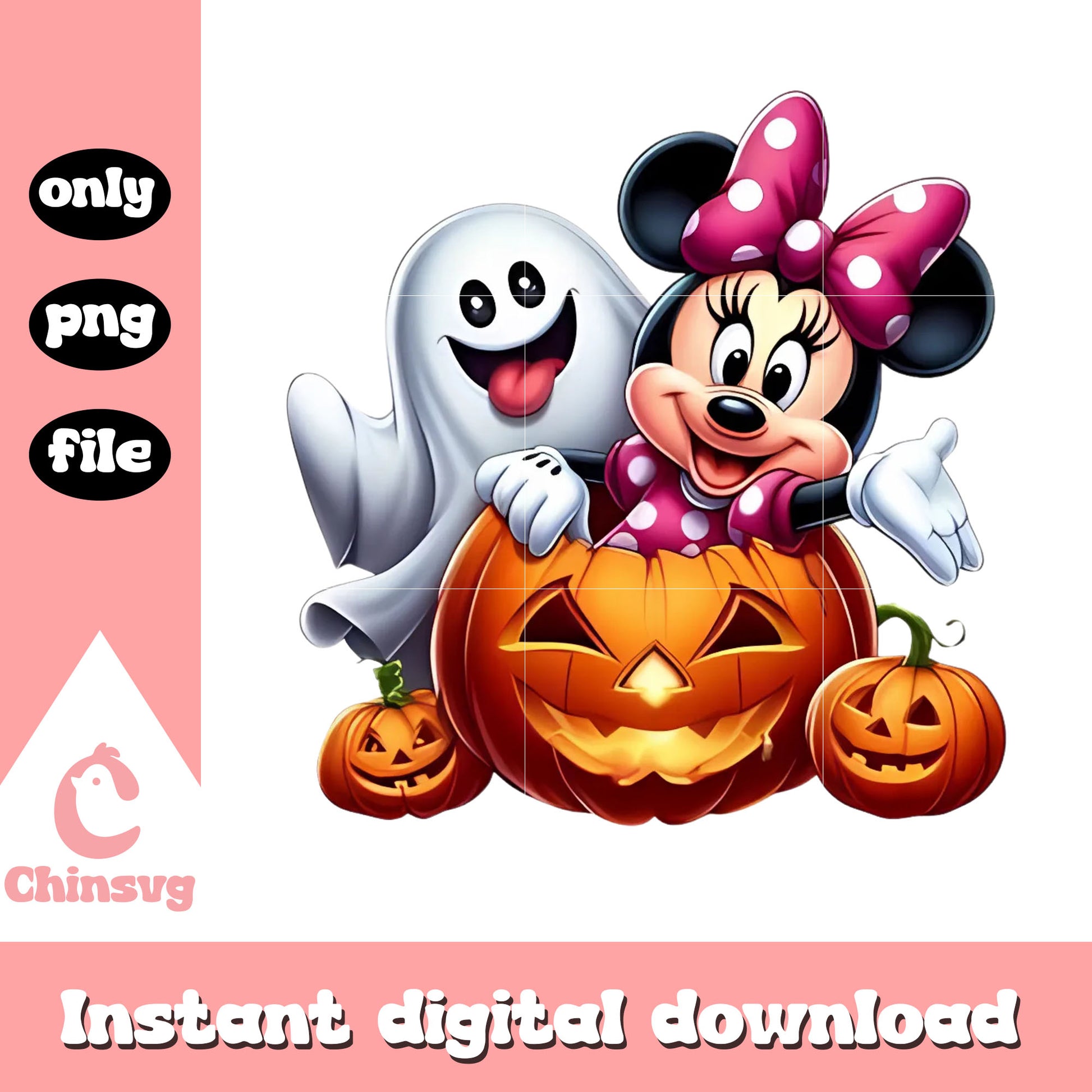 Halloween pumpkin and minnie mouse png, halloween costume png