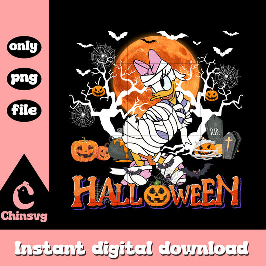 Halloween pumpkin daisy duck png, daisy duck halloween png