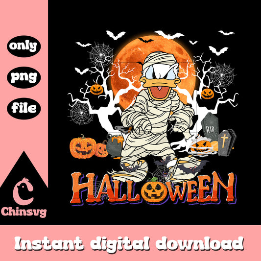 Halloween pumpkin donald duck design png, donald halloween png