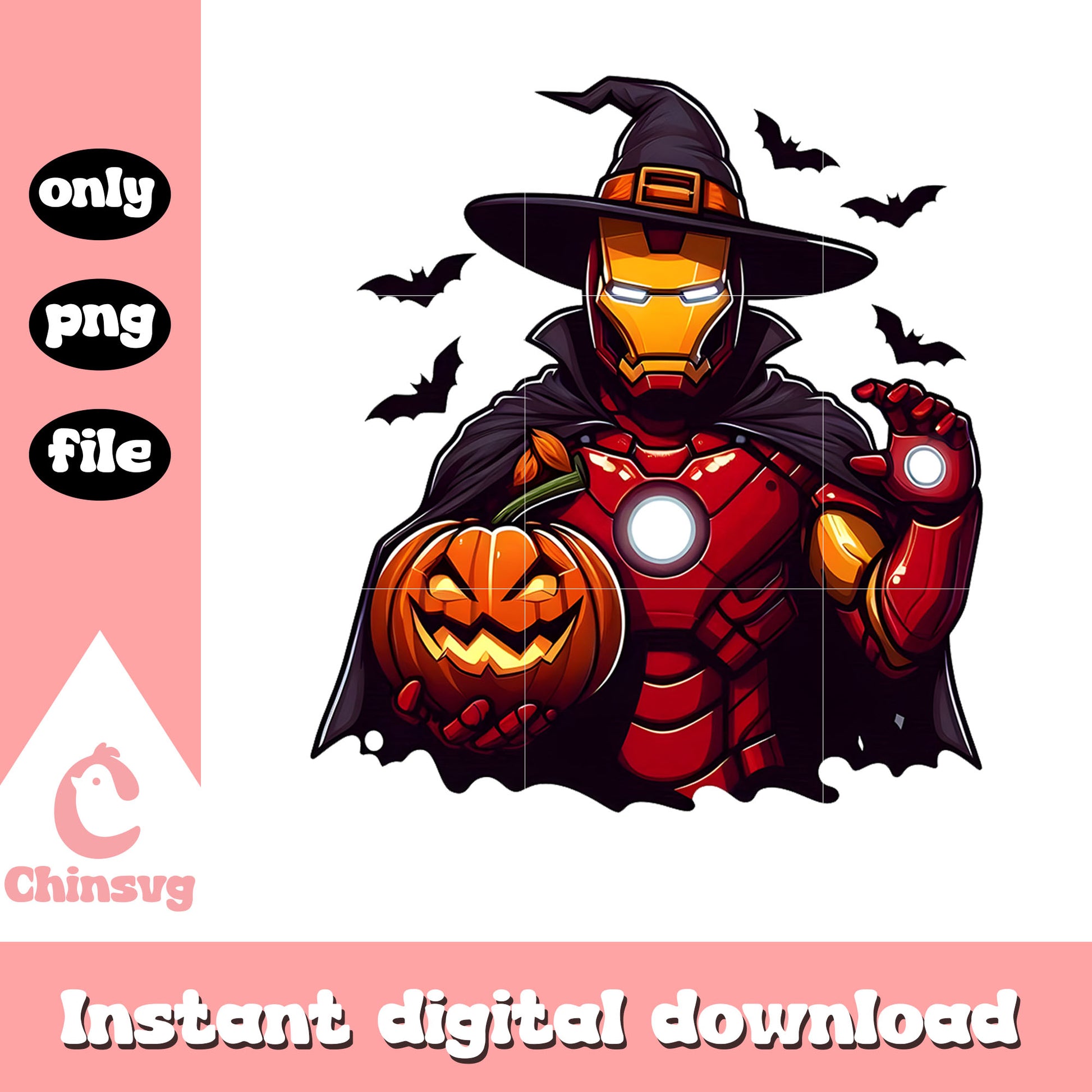 Halloween pumpkin witch iron man avengers png, iron man movie png