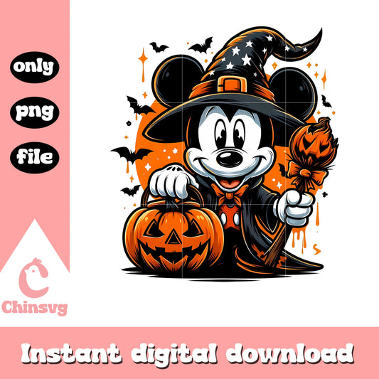 Halloween pumpkin witch mickey mouse movie png, mickey mouse disney png
