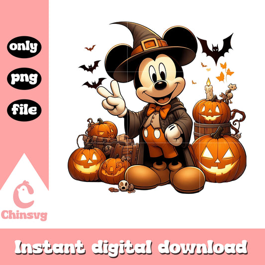Halloween pumpkin witch mickey mouse png, mickey mouse png