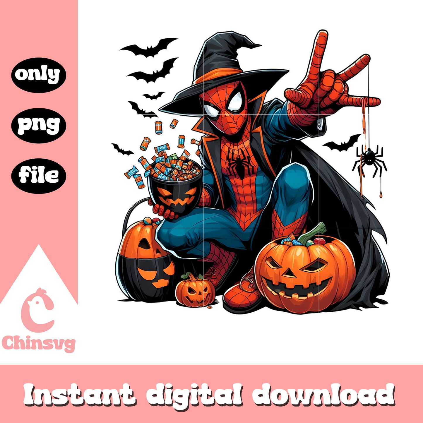 Halloween pumpkin witch spiderman design png, spiderman character png