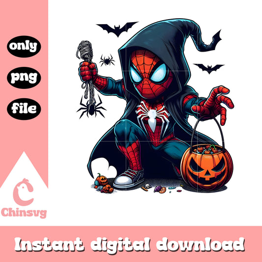 Halloween pumpkin witch spiderman posing png, spiderman cartoon png