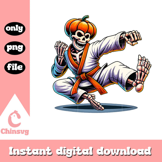 Halloween skeleton karate design png, skeleton halloween png