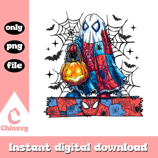 Halloween spiderman hand pumpkin design png, spiderman marvel png