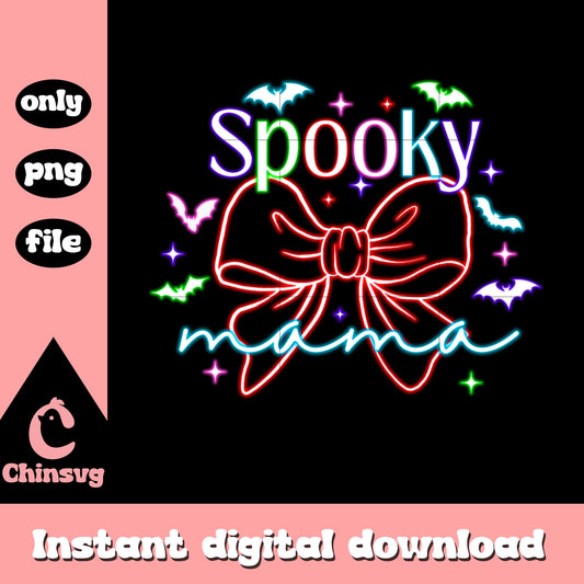 Halloween spooky mama coquette bow neon png, halloween png