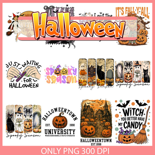 Halloween spooky season design bundle png, halloween pumpkins​ png