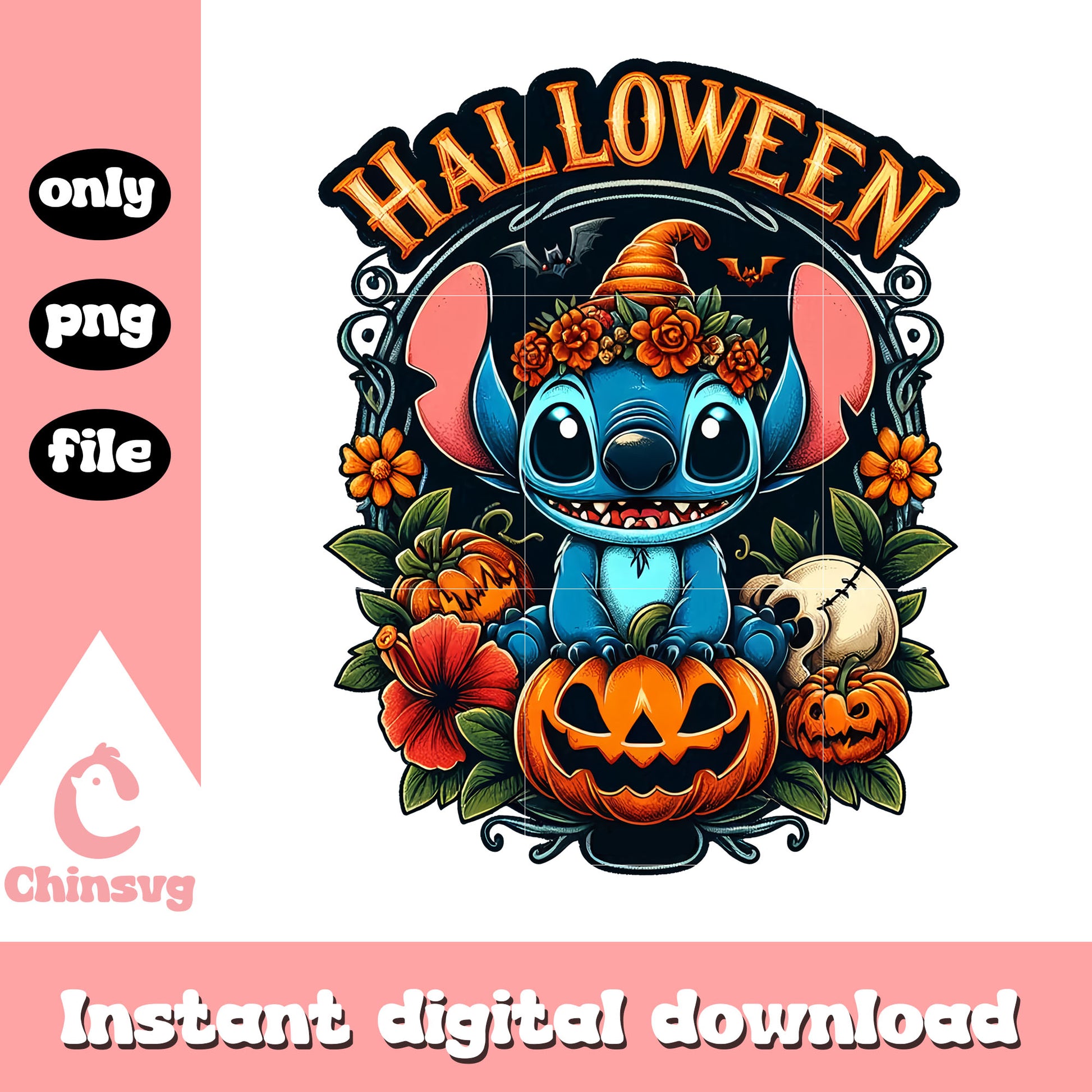 Halloween stitch character and pumpkin png, stitch character png