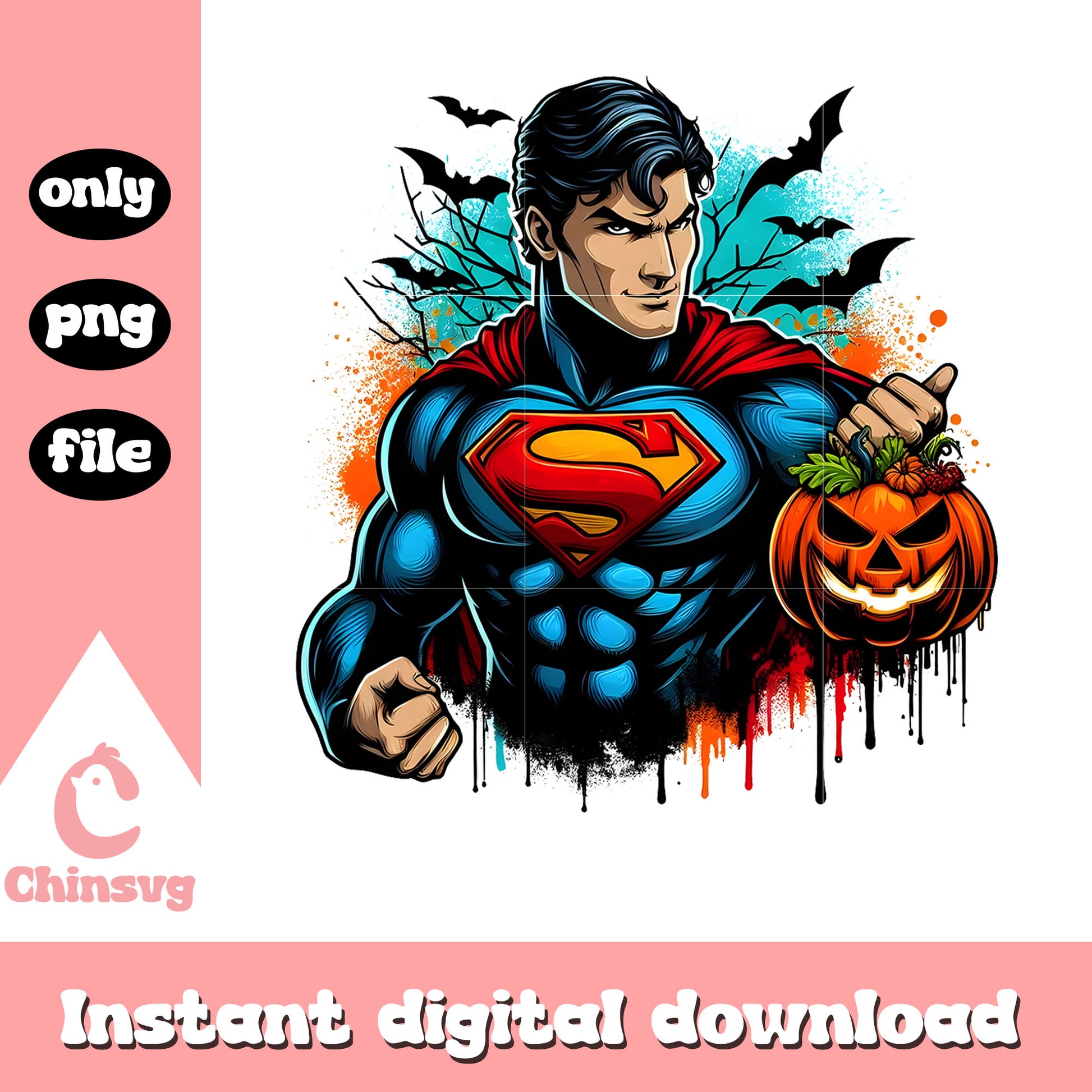Halloween superman splatted effect png, avengers superman png