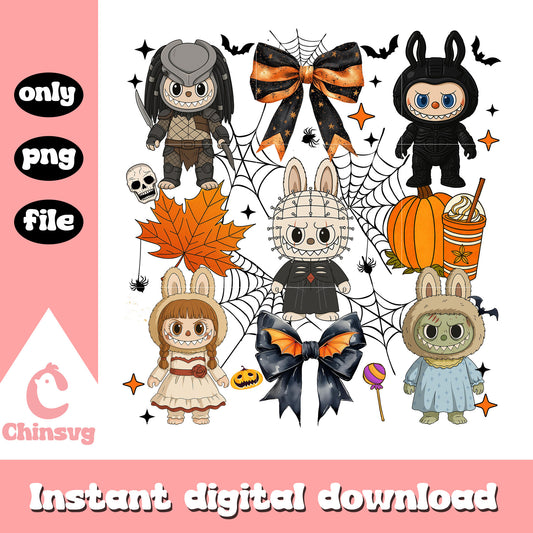 Halloween symbols and scary movie characters png, horror halloween png