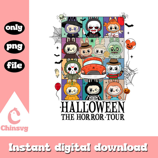Halloween the horror tour labubu png, horror movies characters png